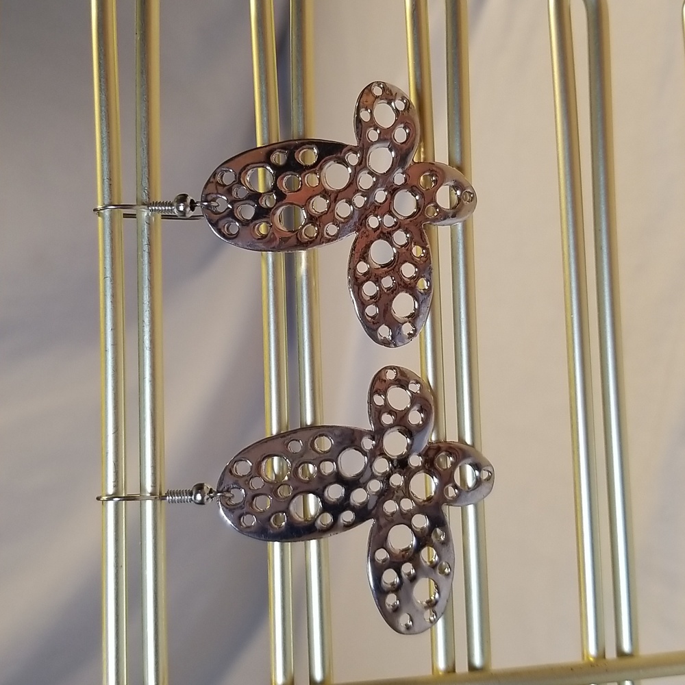 Silver Abstract Butterfly Earrings